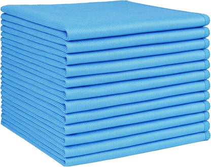 HOMEXCEL Microfiber Glass Cleaning Cloth 12 PK, Lint Free Streak Free, Reusable Cleaning Cloth for Cleaning Windows, Glasses, Mirrors, Screens, Stainless Steel, and More Blue-12”×12”