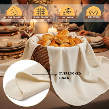 WHITEWRAP Flour Sack Towels for Bread Dough Proofing – 100% Unbleached Cotton, Thick Reusable Baking Cloth – 28"x28" Large Tea Towels for Baguettes, Ciabatta, Pastries – 3 Pack