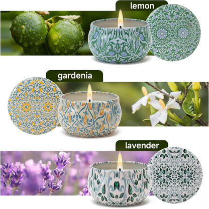 3 Pack Scented Candles Gifts for Women, 2.5 oz Aromatherapy Candles for Home Scented, Natural Soy Candles with Floral Scents, Portable Small Jar Candles Set Gifts for Birthday, Mother's Day