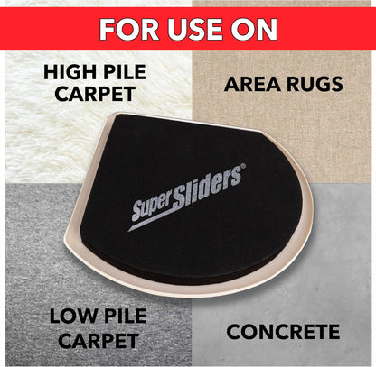 Super Sliders 7" Slide & Hide Reusable Furniture Sliders for Carpet - Effortless Moving and Surface Protection, Beige (4 Pack)