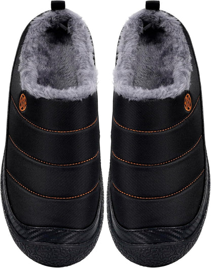 Womens Mens House Slippers Slip on Snow Winter Warm Fully Fur Lined Slippers Indoor Outdoor Shoes