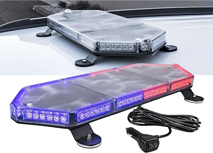 NanoFlare NFMB80 26" 12V 80W Blue RED LED Strobe Mini Lightbar [SAE Class 1] [Magnet/Permanent Mount] Rooftop Rotating Safety Flashing Emergency Police Light Bar for Truck Vehicles