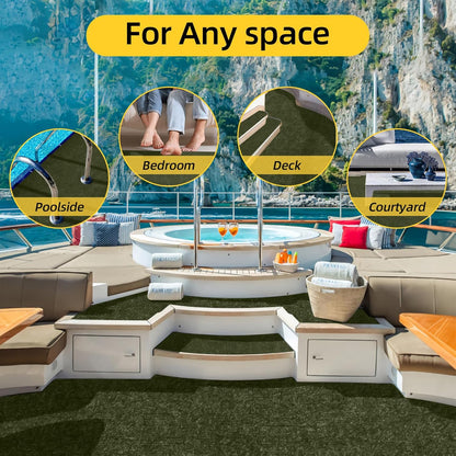 Marine Carpet,5 FT x 20 FT Olive Green Indoor Outdoor Carpet 0.2" Thick with Water-Proof TPE Backing, Non-Slide for Home, Patio, Porch, Deck