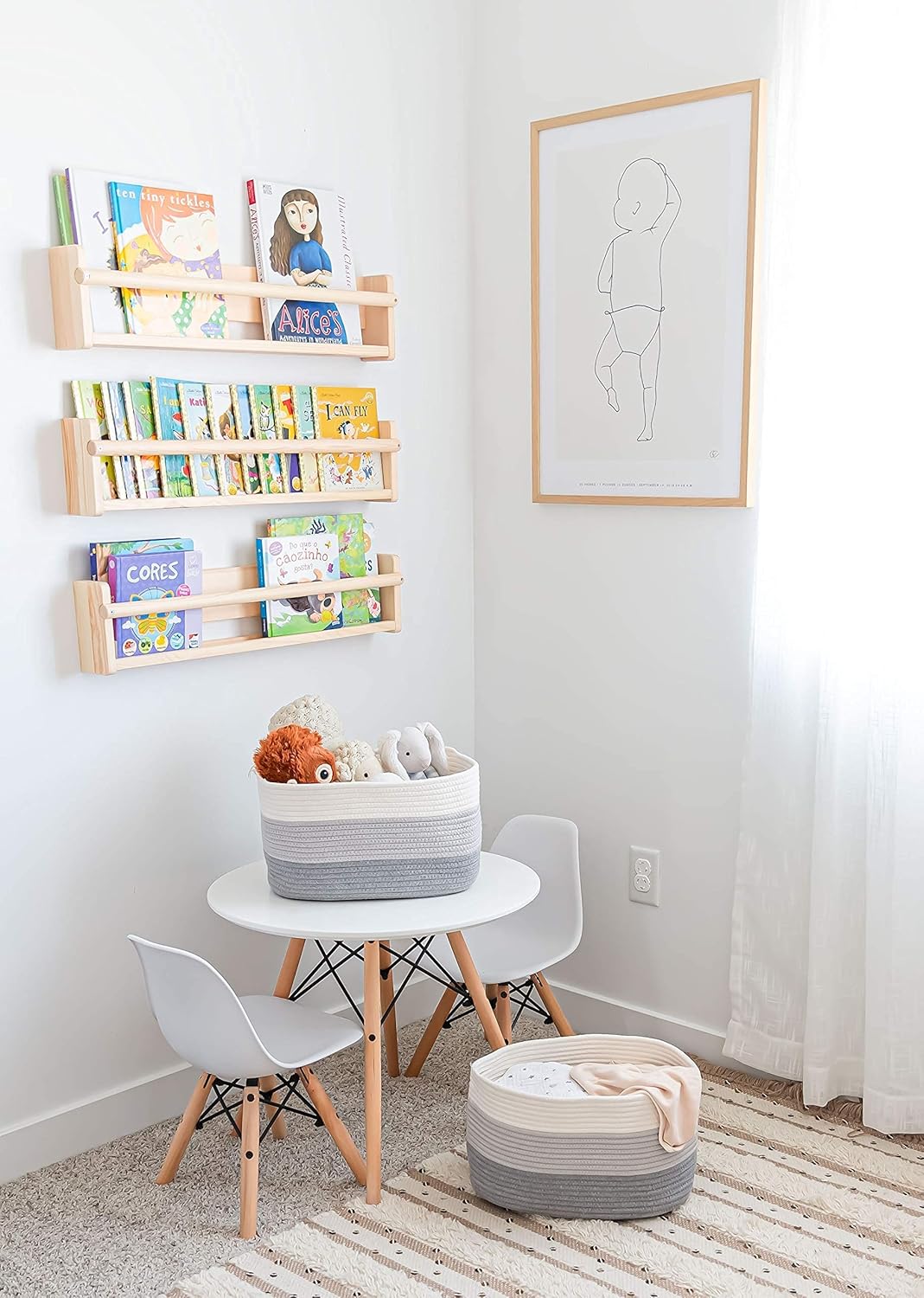 OrganiHaus Set of 3 Woven Storage Baskets for Organizing, Cotton Rope Organizer Bins for Shelves, Closet & Nursery, Dog Toy Basket, Decorative Bins for Toys, Towels & Books - 15x10x9, Grey