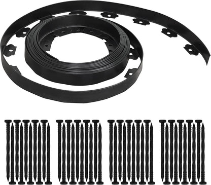 Gardzen 1.5" x 33' Landscape Edging Kit, Garden Edging Coil Comes with 40 Pcs Spikes, No Dig Lawn Border Design