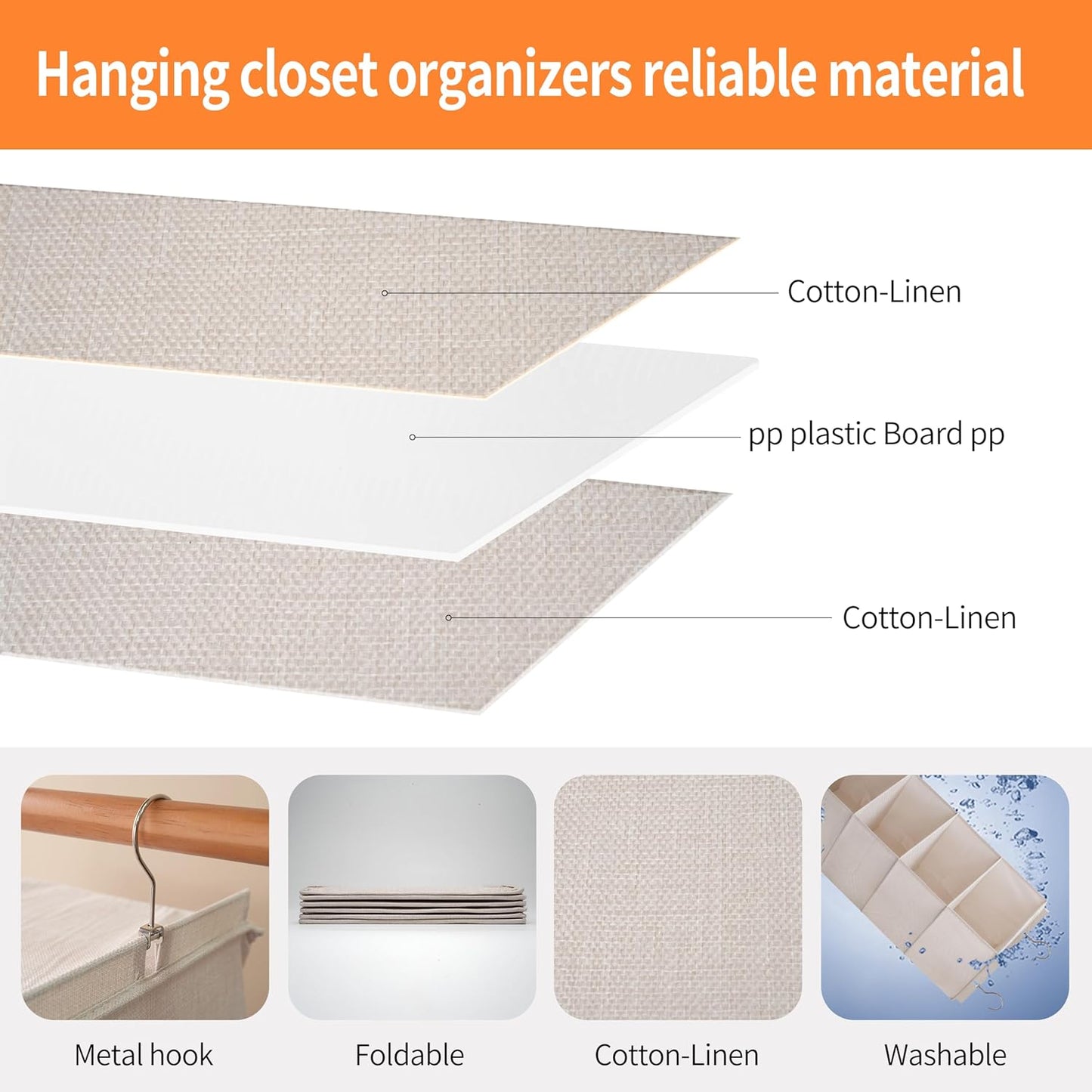 Large Hanging Sweater Organizer for Closet,Collapsible 6-Shelf Hanging Closet Shelves with Drawers, Washable (Beige -5 Shelf)