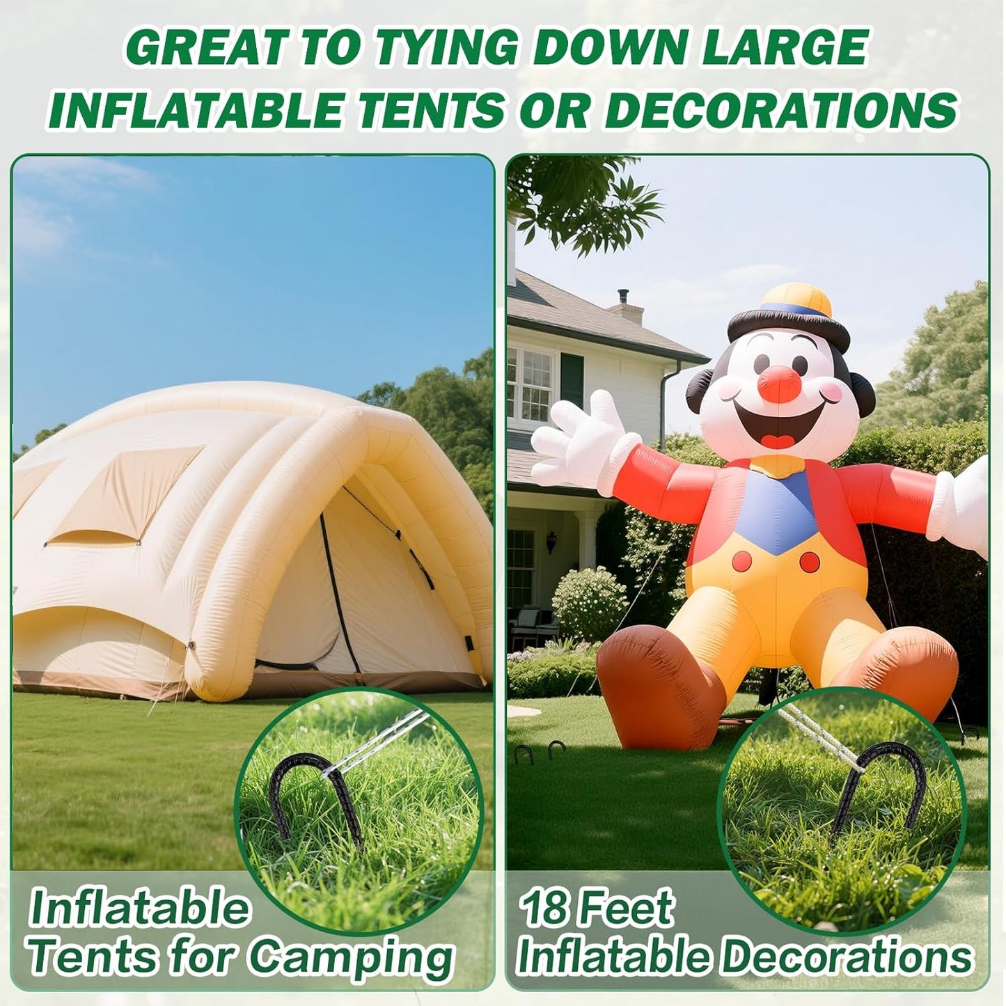 16 Inch Ground Stakes Heavy Duty,8 Pack Metal Fence Stakes for Ground for Wire Fencing,Heavy Duty Long Tent Stakes for Trampolines Camping Canopies and Swing Set