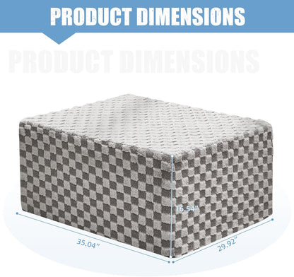 Hobestluk Rectangle Ottoman Memory Foam Footrest for Couch with Removable Cover Large Floor Seating for Adults Ottoman Coffee Table for Living Room, Bedroom or Office (Plush Grey, Footrest)