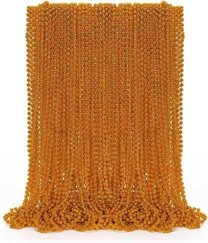 50PCS Bead Necklace, Orange Bead Necklaces Party Favors Bulk, 33" Mardi Gras Necklaces, Festival Parade Throw Accessories for Mardi Gras Halloween Wedding Party Celebrations Decorations