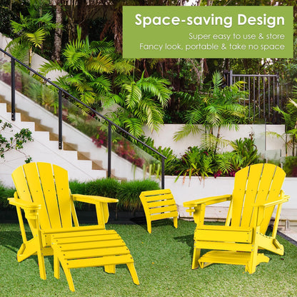 GREENVINES Adirondack-Ottoman | Set of 2 | HDPE Plastic | Outdoor Footrest | All Weather | Foot Rest | Foot Stool | Yellow | for Adirondack Chair | for Patio Backyard Pool