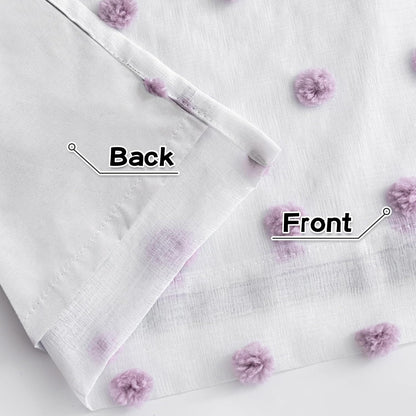 MYSKY HOME 100% Blackout Curtains for Girls Bedroom 63 Inch Long Purple Pom Pom Curtains for Kids Room 2 Panels Room Darkening Kitchen Window Treatment 2 Layered Drapes Toddler Grommet 52W x 63L