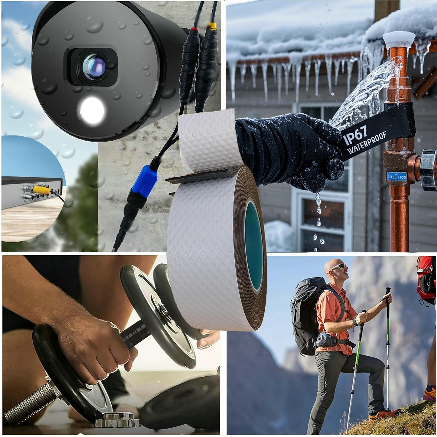 4 Rolls Butyl Rubber Self-Fusing Tape | IP67 Waterproof & 35KV Insulated | Extreme Cold/Hot Resistance (-4°F to 194°F) | for Electrical Joints, Pipe Leaks, Handlebar Grip Wrap (1" x10FT)