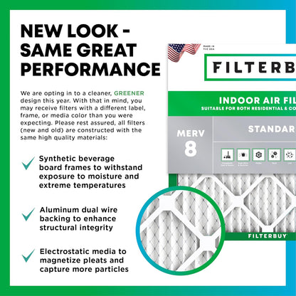 Filterbuy 10x14x1 Air Filter MERV 8 (MPR 700) Dust Defense Replacement (6-Pack), Electrostatic Pleated HVAC AC Furnace Filters, Made in USA (Actual Size: 9.50 x 13.50 x 0.75)