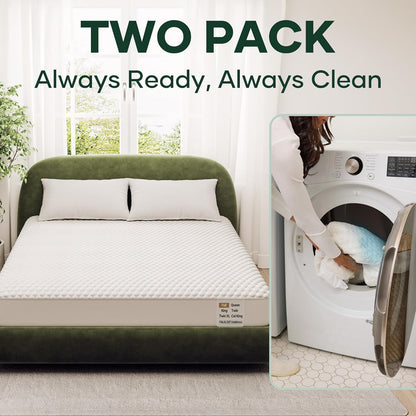 OhGeni 100% Waterproof Mattress Protector, Crib Size-2 Pack Mattress Pad, Fits 3"-6" Mattresses with Deep Pocket, Cooling, Breathable Fitted Sheets, Soft Bed Cover, Noiseless, Machine Washable