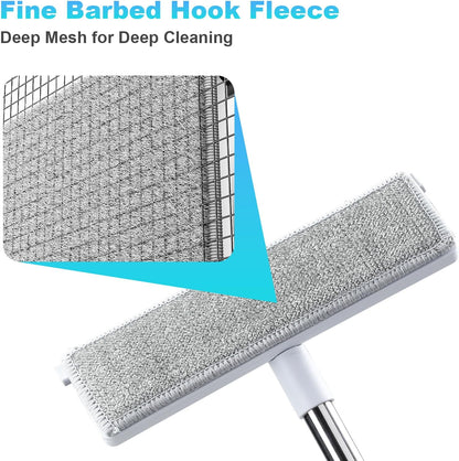 IMHO Mesh Screen Cleaner, Glass Wiper, Dust Paper Clip，3 in 1 Wet and Dry Screen Cleaner with Long Handle Wiper for Shower, Glass, Floor, Tile Walls, Car Windshield, White