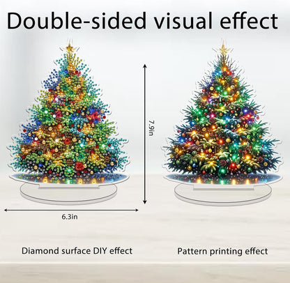 Diamond Art Kit for Adult Christmas, 5D Diamond Art Painting, Double Sided Decorative Special-Shaped Rhinestone Desktop Ornaments, DIY Acrylic Ornaments (Christmas Tree)