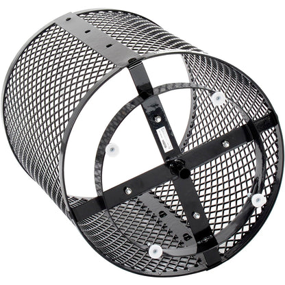 Global Industrial Outdoor Diamond Steel Trash Can with Rain Bonnet Lid, Raised Base and Plastic Liner, 36 Gallon Capacity, Black, Thermoplastic Coating, 23-1/2" Diameter, 43-1/2"H