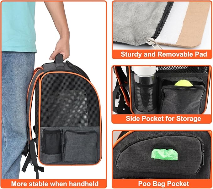 Texsens Cat Backpack Expandable Pet Carrier - Pet Backpack Carrier for Medium Cats and Small Dogs - Great for Travel, Hiking & Outdoor Activities