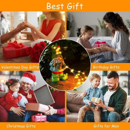 Solar Watering Can Gnome Light Waterproof - Funny Gnome Mother' s Day Gifts for Mom Women Solar Outdoor LED Lights Resin Large Garden Gnomes Statues Decor Lantern Figurines Decorations Indoor Porch