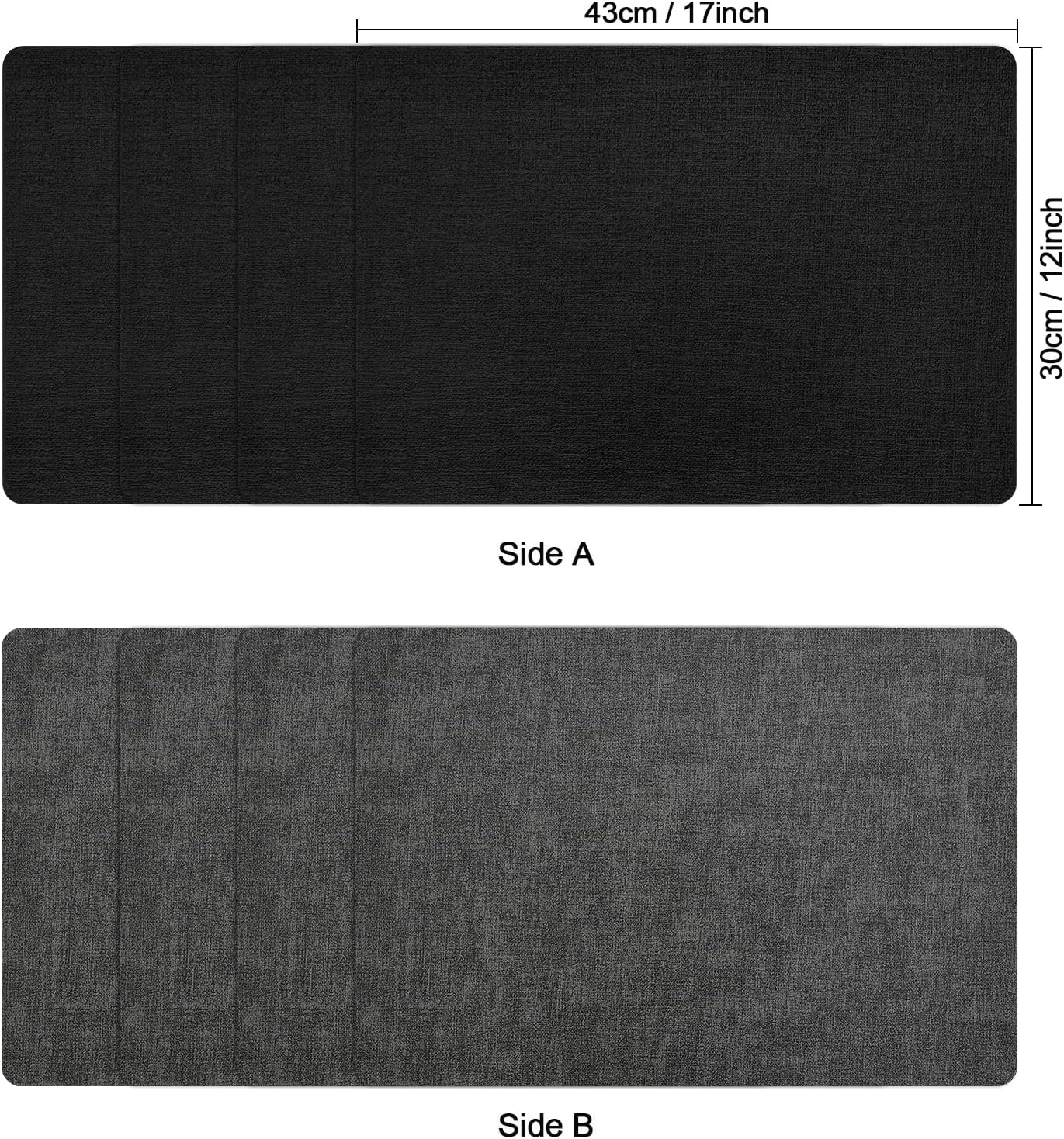 Myir JUN Dual Sided Placemats, Faux Leather Set of 8 for Dining Table, Non-Slip Washable Heat Resistant Indoor Outdoor Table Mats (Gray Black)