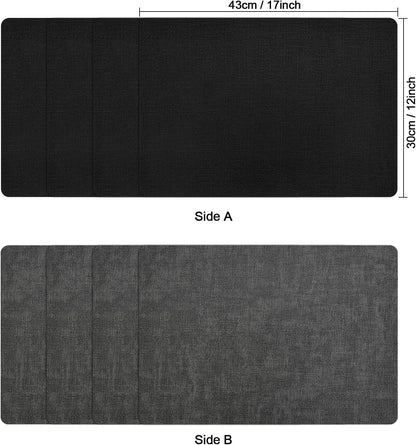 Myir JUN Dual Sided Placemats, Faux Leather Set of 8 for Dining Table, Non-Slip Washable Heat Resistant Indoor Outdoor Table Mats (Gray Black)