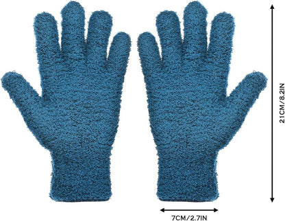 Patelai 2 Pairs Microfiber Gloves for plants Dusting Cleaning Glove Mittens House Cars Blinds Dusting(Blue, Large)
