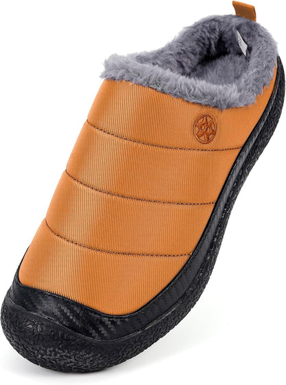 Womens Mens House Slippers Slip on Snow Winter Warm Fully Fur Lined Slippers Indoor Outdoor Shoes