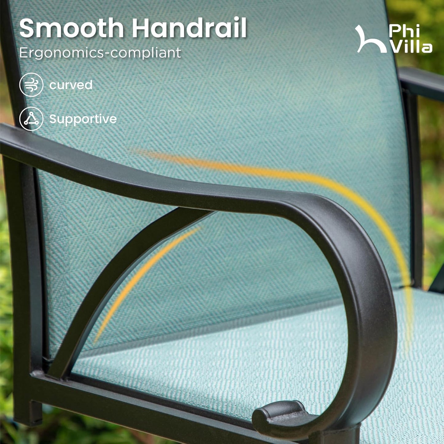 PHI VILLA 5 Piece Patio Bar Height Dining Set, Outdoor High Top Patio Table and Chairs Set with 4 Outdoor Bar Stools & 41" Wood-Like Iron Bar Table with 1.57" Umbrella Hole for Garden