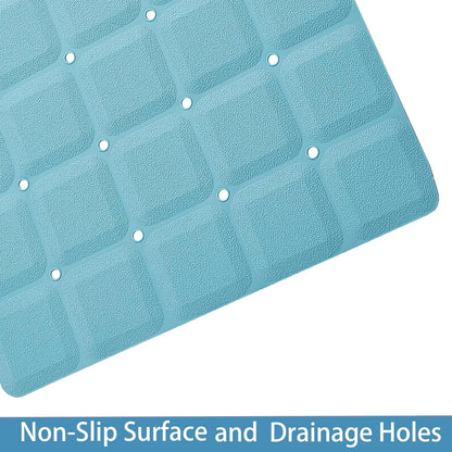 Foldable Silicone Bathtub Mat: Jumbo Size Heavy Duty Safety Bath Mat for Tub Without Suction Cups Non Slip Bath & Shower Mat for Textured, Reglazed, Refinished Tub (Blue, 35.8 x 17.7)