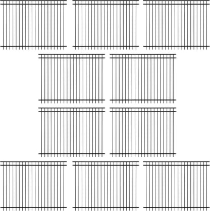 Fencer Wire Pack of 10 Heavy Duty Flat Top Fence Barrier Panel, 6FT Height X 8FT Width Anti-Rust Metal Fencing Panel, 2” Diameter Steel Outdoor Decorative Garden Fence Panel for Yard, Pool, Patio