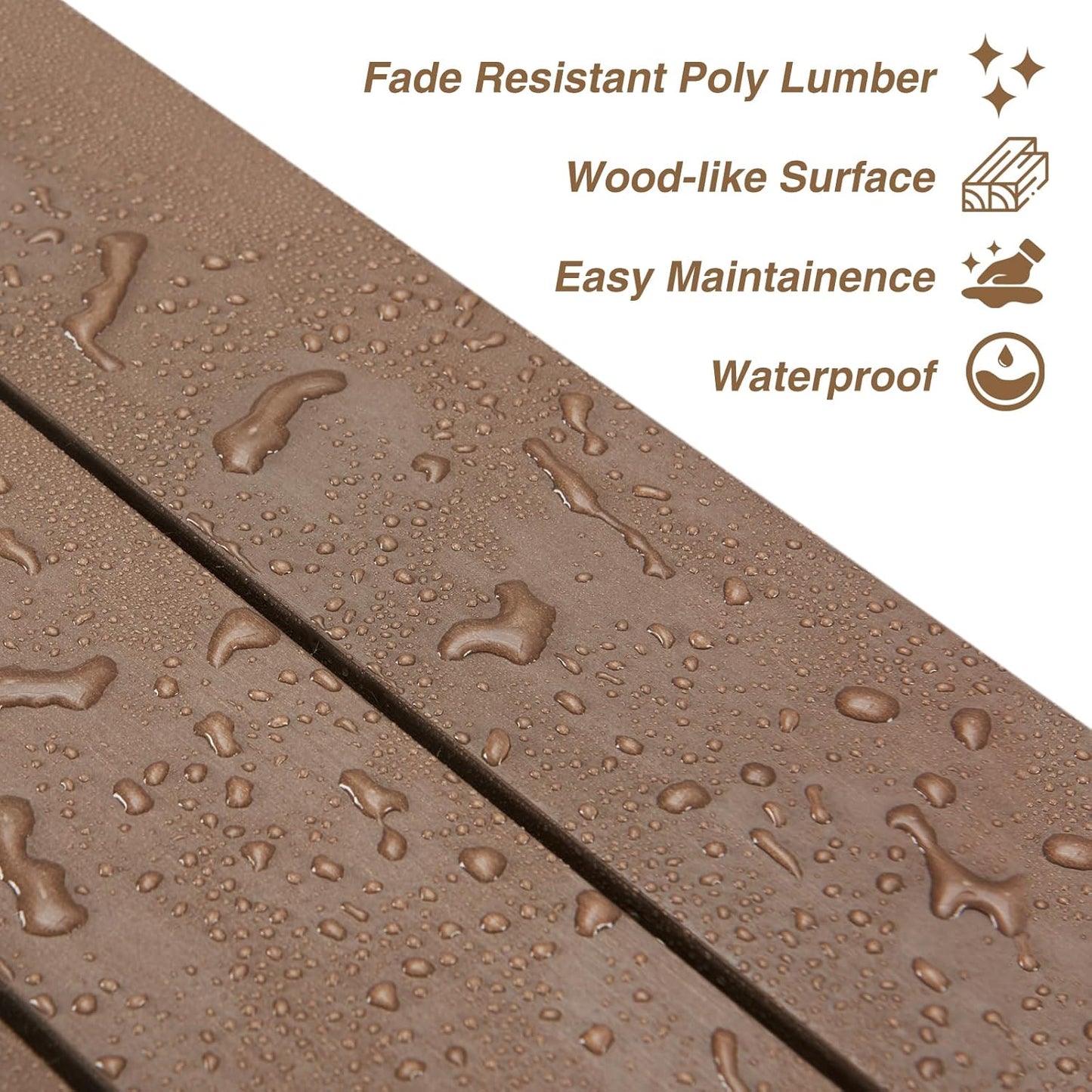 Psilvam 2-Person Outdoor Memorial Bench, All-Weather Poly Lumber Garden Bench, Rot-Resistant Outdoor Patio Bench for Park,Porch,and Church(Brown)