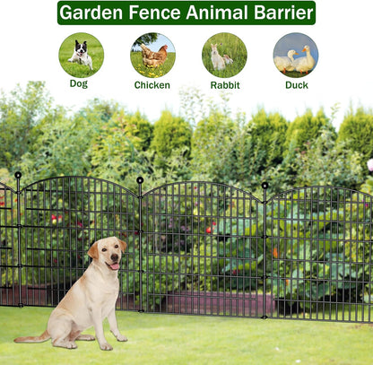 10 Panels Decorative Garden Fence - 32 in (H) x 23.6 ft (L) No Dig Dog Fence Outdoor for Yard, Rustproof Tall Garden Fencecing Panels, Animal Barrier Suitable for Yard Border, Patio, and Outdoor Use