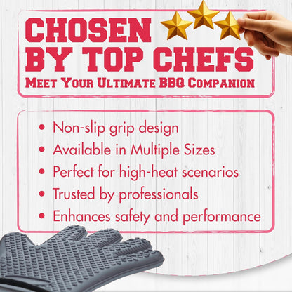 KITCHEN PERFECTION XL Silicone Smoker Oven Gloves for Women -Extreme Heat Resistant BBQ Gloves -Handle Hot Food Right on Your Grill Fryer&Pit|Waterproof Grilling Cooking Mitts|Superior Set+3 Bonuses