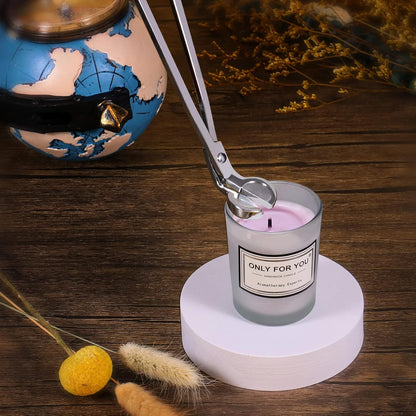 Lsnisni 4 in 1 Candle Accessory Set, Electric Lighter, Wick Cutter, Snuffer and Dipper, Steel Wick Trimmer Set - Silver