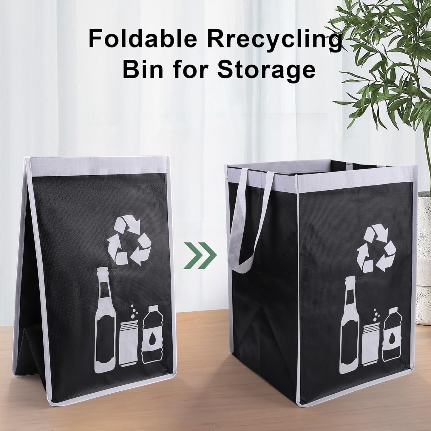 Recycle Waste Bag for Kitchen Home- Large Indoor Recycling Bins Trash Sorting Organizer, Reusable and Waterproof, 4 Pack