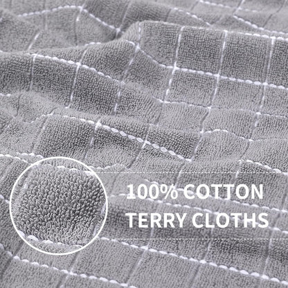 Homaxy 100% Cotton Terry Kitchen Towels(Mixed Color, 13 x 28 Inches), Checkered Designed, Soft and Super Absorbent Dish Towels, 4 Pack