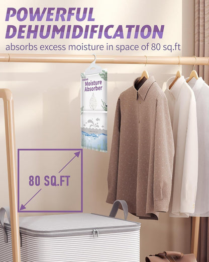 Moisture Absorbers 8 Packs - 9.8 oz Dehumidifier Bags, Portable Moisture Hanging Bags for Closet, Bathroom and Kitchen, 11.8'' x 6.3''