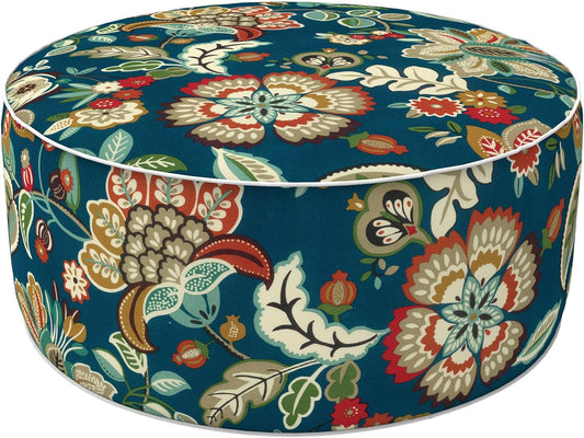 LVTXIII Inflatable Stool Ottoman Footrest with Handle, All Weather Foot Rest, Indoor or Outdoor Use for Home Patio Garden and Camping, D21 x H9, Peacock Blue