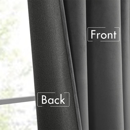 MIULEE Grey Velvet Curtains 84 inches Long 2 Panels - Luxury Pinch Pleated Room Darkening Window Drapes for Bedroom Living Room Thermal Insulated Super Soft Blackout, Back Tab Rod Pocket Gray