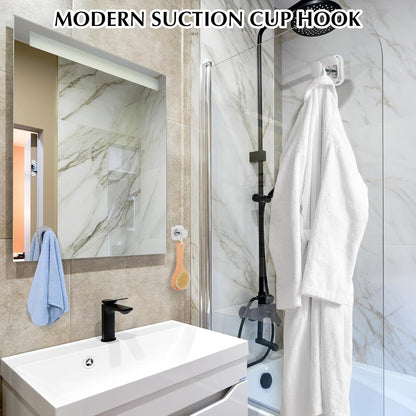 Suction Cup Hooks for Shower - Reusable No-Drill Mounting - Hooks for Towels, Robes & Loofah on Metal, Glass, Mirrors, Tile & Smooth Non-Porous Surfaces (4, Chrome Polished)