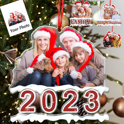 Personalized Photo Ornament Acrylic Custom Christmas Ornaments with Picture Customized Family Christmas Ornament 2023 for Tree Hanging Decoration Gift for Men Women Style 2