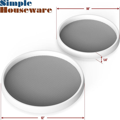 Simple Houseware Lazy Susan Spice Organizer Rotating Tray, 4-Pack (2 Medium 10'', 2 Large 12'')