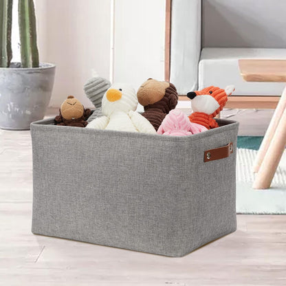DULLEMELO Storage Baskets Large 16"x12"x12" Tall Rectangular Baskets Fabric Storage Bins for Organizing [1 Pack] Collapsible Linen Shelf Baskets for Clothes, Toys, Closet, Laundry (Grey)