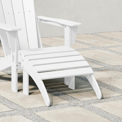 WestinTrends Outdoor Ottoman, Patio Adirondack Ottoman Foot Rest, All Weather Poly Lumber Folding Foot Stool for Adirondack Chair, Widely Used for Outside Porch Pool Lawn Backyard, White