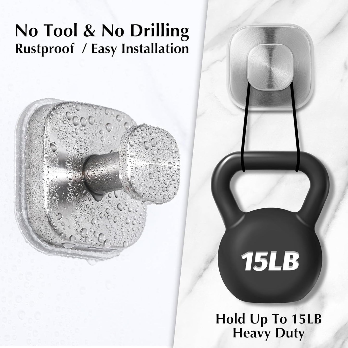 Suction Cup Hooks for Shower - Reusable No-Drill Mounting - Hooks for Towels, Robes & Loofah on Metal, Glass, Mirrors, Tile & Smooth Non-Porous Surfaces (4, Brushed Nickel)