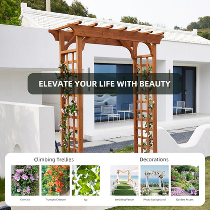 Solid Fir Wooden Garden Arch Premium Outdoor Trellis for Climbing Plants, 83.37”H×61”W×26’’D, Also can be Used for Wedding and Party Decoration