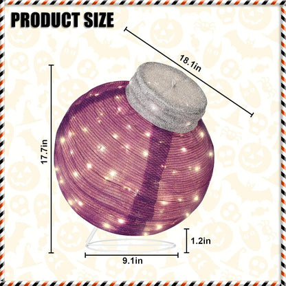 BRIGHTDECK Outdoor Halloween Ornaments, Lighted Pop-Up Outdoor Holiday Ball Decoration with 80 LED Lights, 8 Light Modes, Lighted Collapsible Holiday Decorations for Yard, Home (Purple)