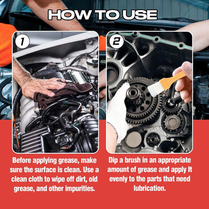 AstraVox White Lithium Grease, Multi-Purpose Lubricant Lithium Grease with Brush for Hinges, Bearings, Gears, and Garage Doors, Ideal for Automotive, Marine, Industrial, and Household Use (1)