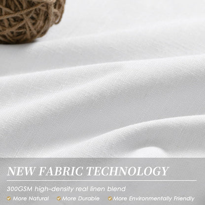 White Linen Textured Bedroom Curtains Back Tab 100% Blackout 102 Inch Room Darkening Curtains Thermal Insulated Heat Blocking Noise Reducing Drapes for Living Dining Room Modern Cottage Home Decor