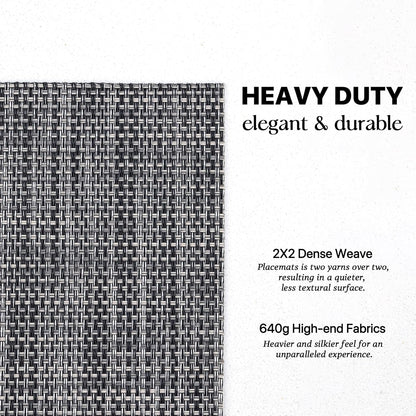 LEXMORE Placemat Set of 4 Vinyl/Plastic Woven Place Mats for Kitchen Table Indoor/Outdoor Washable Placemat Wipeable Dining Table Mats(Dark Gray)